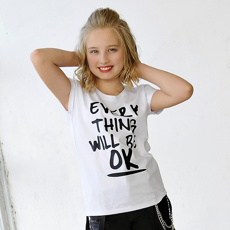 Футболка белая EVERY THING WII BE OK 